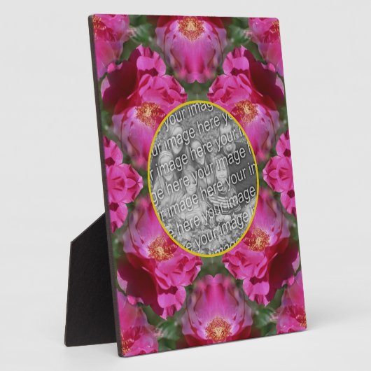 ピンクのバラのフローラ抽象芸術あなたの写真を追加 フォトプラーク (側面)