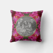 ピンクのバラのフローラ抽象芸術フレームあなたの写真を追加 クッション (裏面)