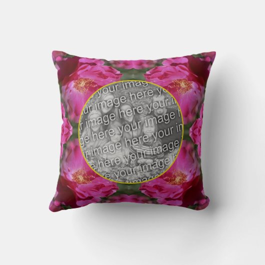 ピンクのバラのフローラ抽象芸術フレームあなたの写真を追加 クッション (裏面)