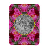 ピンクのバラのフローラ抽象芸術フレームあなたの写真を追加 マグネット (縦)