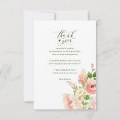 ピンクのバラのフローラ緑エレガントの写真卒業 サンキューカード (裏面)