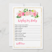 ピンクのバラのフローラ赤ちゃんシャワーの願いベビー 招待状 (正面)