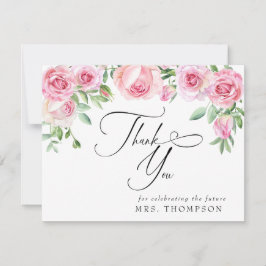 ピンクのバラのブッシュ ブライダルシャワー | サンクス サンキューカード