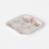 ピンクのバラのブライダルシャワー ペーパープレート (傾斜あり)