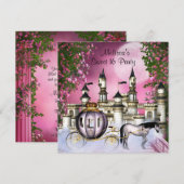 ピンクのバラのプリンセス スイート16 誕生日パーティー 招待状 (正面/裏面)