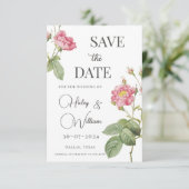ピンクのバラのボタニカル フラワー シック セーブ・ザ・デート 招待状 (スタンド正面)