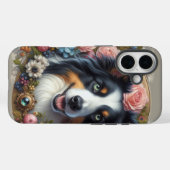 ピンクのバラのボーダーコリーiPhone/iPadケース Case-Mate iPhoneケース (裏面 (横))