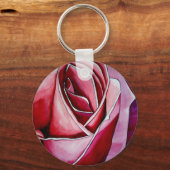 ピンクのバラのマクロ花水カラー抽象芸術アート キーホルダー (正面)