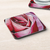 ピンクのバラのマクロ花水カラー抽象芸術アート コースター (左側)