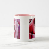 ピンクのバラのマクロ花水カラー抽象芸術アート ツートーンマグカップ (中央)