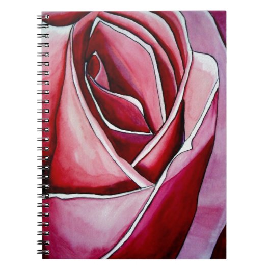 ピンクのバラのマクロ花水カラー抽象芸術アート ノートブック (正面)
