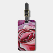 ピンクのバラのマクロ花水カラー抽象芸術アート ラゲッジタグ (正面縦)