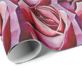 ピンクのバラのマクロ花水カラー抽象芸術アート ラッピングペーパー (ロールコーナー)