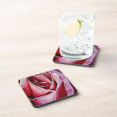 ピンクのバラのマクロ花水彩抽象アート コースター (右側)