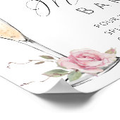 ピンクのバラのミモザ バー シャワー サイン (角)