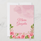 ピンクのバラのメキシカン ミス キンセ・インビテーション 招待状 (裏面)