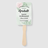 ピンクのバラのユーカリの葉の卒業 ハンドファン (正面)