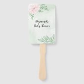 ピンクのバラのユーカリの葉の赤ちゃんシャワー ハンドファン (正面)