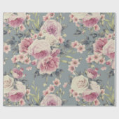 ピンクのバラのラッピング紙 ラッピングペーパー (フラット)