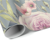 ピンクのバラのラッピング紙 ラッピングペーパー (ロールコーナー)