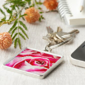 ピンクのバラのロマンチックな水のカラーアート キーホルダー (側面)