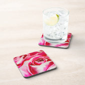ピンクのバラのロマンチックな水彩画アート コースター (右側)