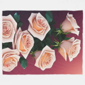 ピンクのバラのロマンチックな花束 フリースブランケット (正面(横))