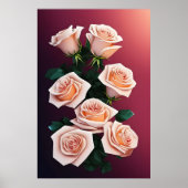ピンクのバラのロマンチックな花束 ポスター (正面)