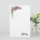 ピンクのバラのヴィンテージの文房具 便箋 (スタンド正面)