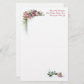 ピンクのバラのヴィンテージの文房具 便箋 (正面/裏面)