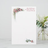 ピンクのバラのヴィンテージの文房具 便箋 (スタンド正面)