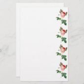 ピンクのバラのヴィンテージの植物のイラストレーションのボーダー 便箋 (正面/裏面)