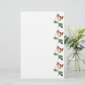 ピンクのバラのヴィンテージの植物のイラストレーションのボーダー 便箋 (スタンド正面)