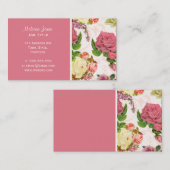ピンクのバラのヴィンテージの花柄パターン 名刺 (正面/裏面)