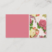 ピンクのバラのヴィンテージの花柄パターン 名刺 (裏面)