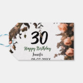 ピンクのバラのヴィンテージモダンの花30歳の誕生日 ギフトタグ (裏面横)