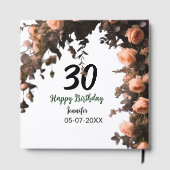 ピンクのバラのヴィンテージモダンの花30歳の誕生日 ゲストブック (裏面)