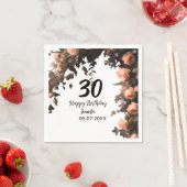 ピンクのバラのヴィンテージモダンの花30歳の誕生日 スタンダードカクテルナプキン (インサイチュ)