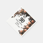 ピンクのバラのヴィンテージモダンの花30歳の誕生日 スタンダードカクテルナプキン (角)