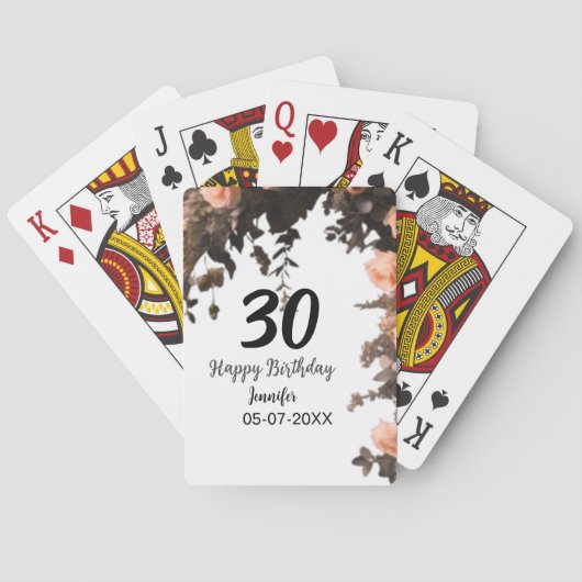 ピンクのバラのヴィンテージモダンの花30歳の誕生日 トランプ (裏面)