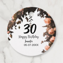 ピンクのバラのヴィンテージモダンの花30歳の誕生日 フェイバータグ