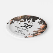 ピンクのバラのヴィンテージモダンの花30歳の誕生日 ペーパープレート (アングル)