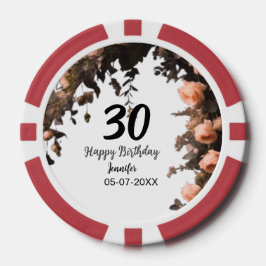 ピンクのバラのヴィンテージモダンの花30歳の誕生日 ポーカーチップ