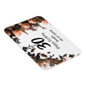 ピンクのバラのヴィンテージモダンの花30歳の誕生日 マグネット (右側)