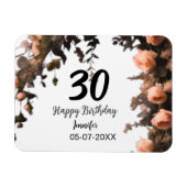 ピンクのバラのヴィンテージモダンの花30歳の誕生日 マグネット (横)