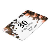 ピンクのバラのヴィンテージモダンの花30歳の誕生日 マグネット (左側)