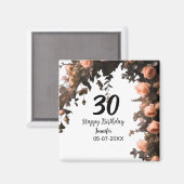 ピンクのバラのヴィンテージモダンの花30歳の誕生日 マグネット (正面/裏面)