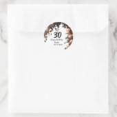 ピンクのバラのヴィンテージモダンの花30歳の誕生日 ラウンドシール (バッグ)