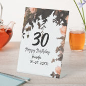 ピンクのバラのヴィンテージモダンの花30歳の誕生日 台座サイン (インサイチュ)