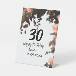 ピンクのバラのヴィンテージモダンの花30歳の誕生日 台座サイン